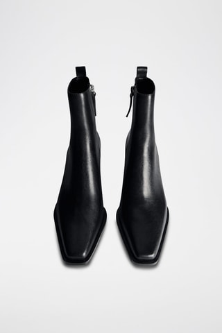 Bottines cuir talon bloc - Noir