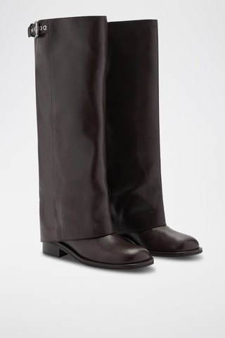 Bottines cuir boucle - Chocolat