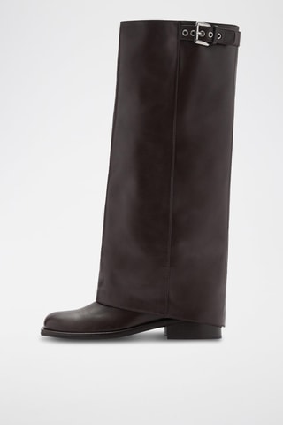 Bottines cuir boucle - Chocolat