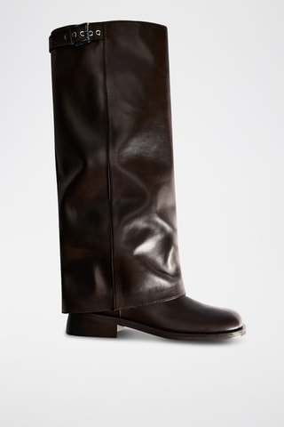 Bottines cuir boucle - Chocolat