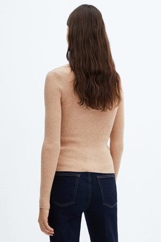 Cardigan maille câtelée col V - Marron moyen