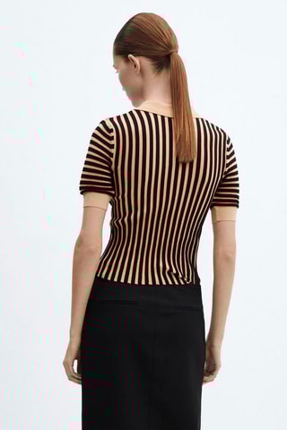 Pull-over rayures col polo - Marron moyen