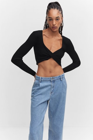 Pull-over crop croisé - Noir