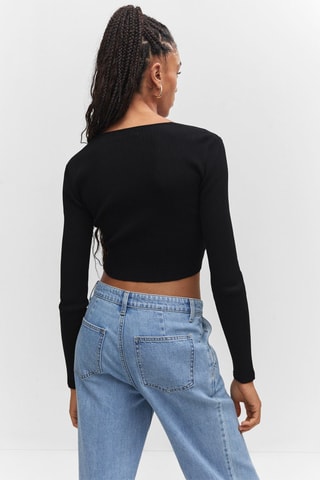 Pull-over crop croisé - Noir
