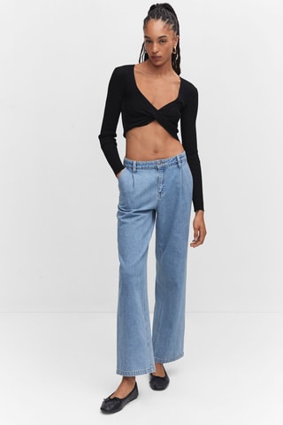 Pull-over crop croisé - Noir