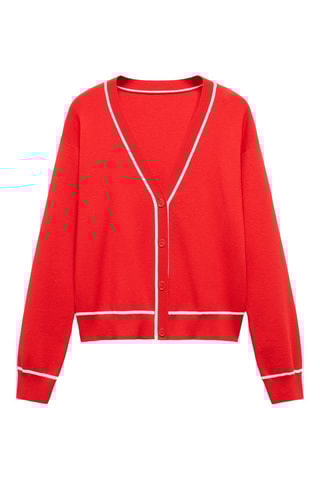 Cardigan liserés contrastants - Rouge