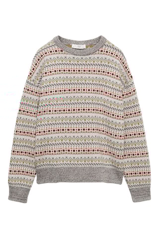 Pull-over maille géométrique - Gris et blanc