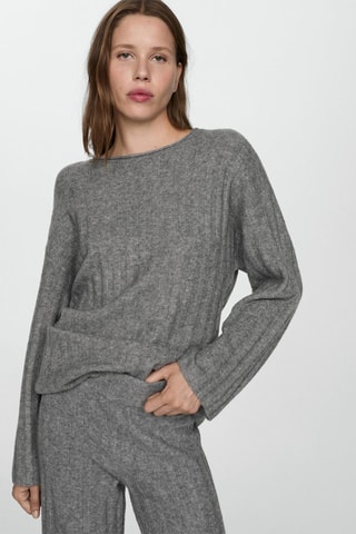 Pull-over maille côtelée - Gris