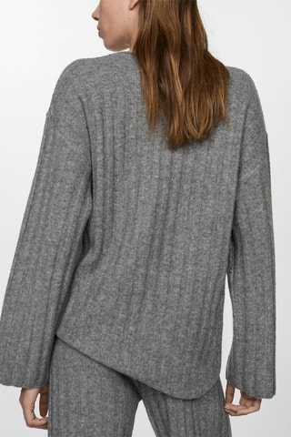 Pull-over maille côtelée - Gris