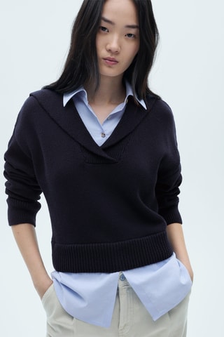 Pull-over chemise combiné - Bleu marine