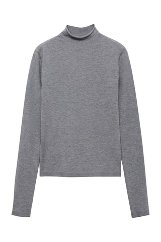 Pull-over col montant - Gris chiné
