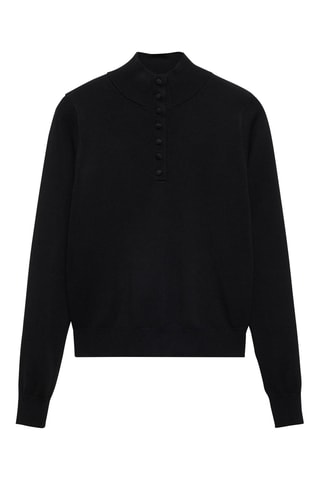 Pull-over maille fine boutons - Noir