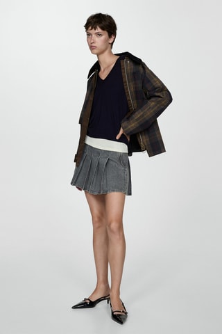Pull-over maille fine col V - Bleu marine