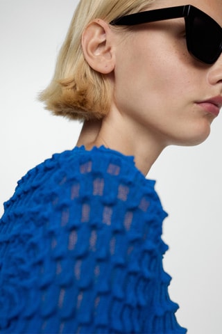 Pull-over texturé manches courtes - Bleu électrique