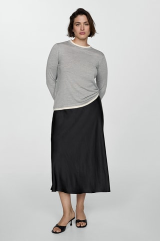 Pull-over maille fine liserés contrastés - Gris clair chiné