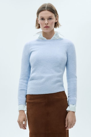 Pull-over maille fine col bateau - Ciel