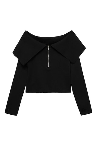 Pull-over épaules dénudées fermeture Éclair - Noir