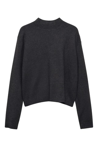 Pull-over maille col montant - Gris chiné