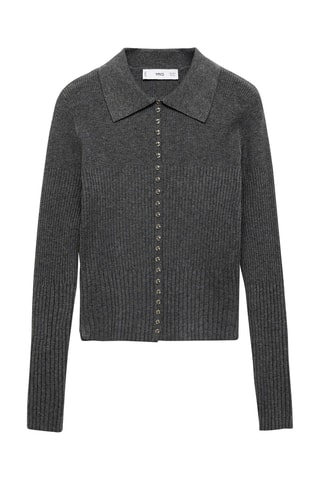 Pull-over avec boutons décoratifs - Gris foncé chiné