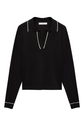 Pull-over maille col polo - Noir