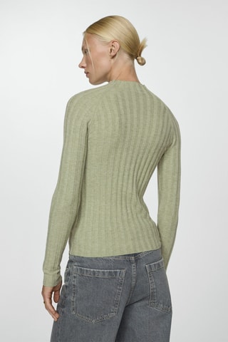 Pull-over côtelé col montant - Vert pastel