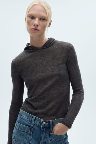 Pull-over maille capuche - Anthracite