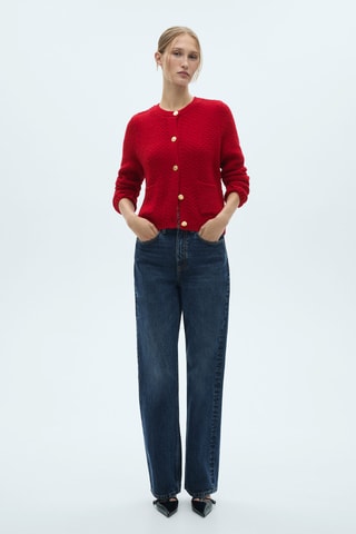 Cardigan maille boutons - Rouge