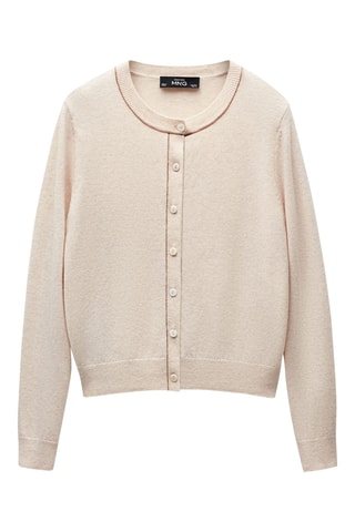 100% Linnen Vest met Sierstiksels - Beige