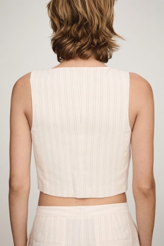 Gilet costume rayures - Écru