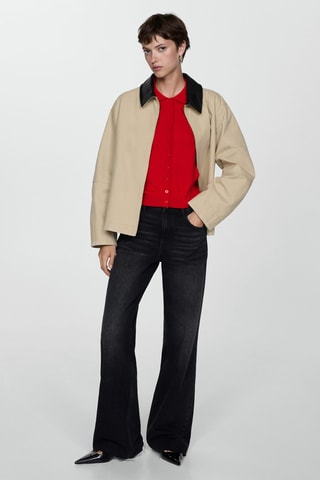 Cardigan col polo - Rouge