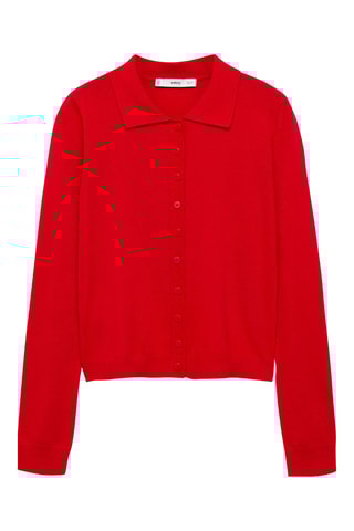 Cardigan col polo - Rouge