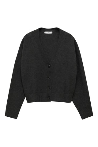 Cardigan maille col V - Gris foncé chiné
