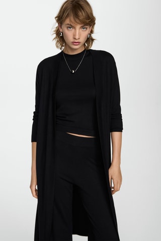 Cardigan long maille fine - Noir