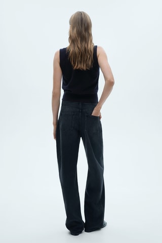 Gilet maille col boutonné - Bleu marine