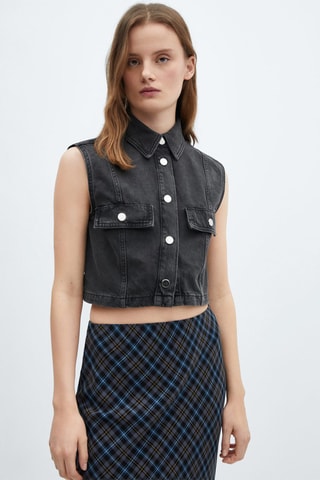 Gilet denim crop - Gris