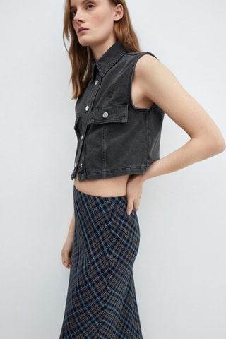 Gilet denim crop - Gris