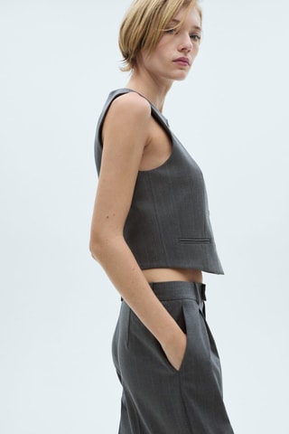 Gilet de costume à fines rayures - Gris