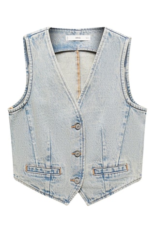 Gilet jean coutures - Bleu