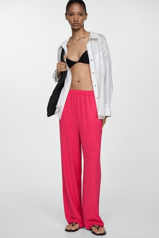 Pantalon fluide texturé - Fuchsia