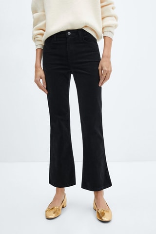 Pantalon flare crop velours câtelé - Noir