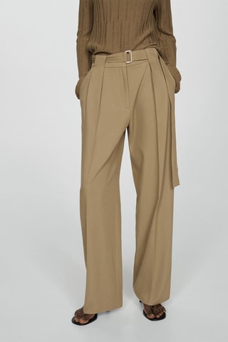 Pantalon droit avec ceinture - Kaki