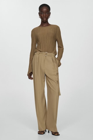 Pantalon droit avec ceinture - Kaki