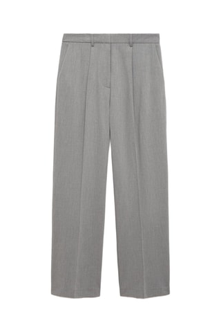 Pantalon droit pinces - Gris clair chiné