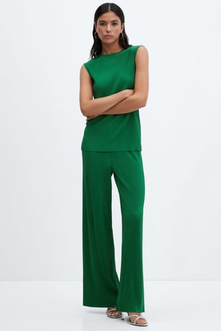 Pantalon palazzo plissé - Vert