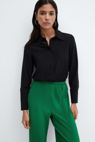 Pantalon palazzo plissé - Vert