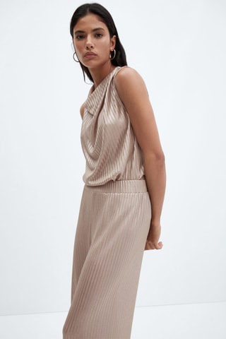 Pantalon wideleg taille élastique - Doré