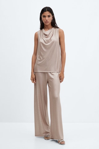 Pantalon wideleg taille élastique - Doré