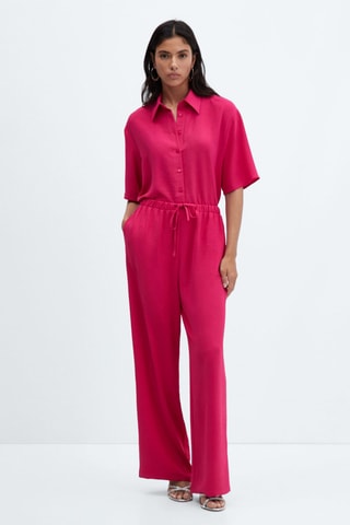 Pantalon wideleg taille élastique - Fuchsia