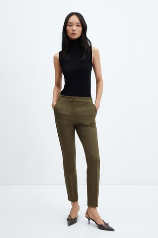 Pantalon skinny taille normale Vert