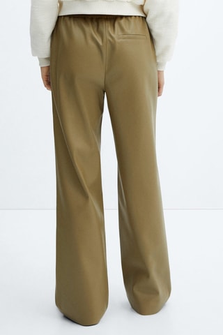 Pantalon taille élastique similicuir Vert